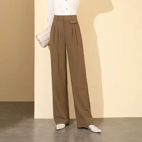 西装裤阔腿裤女春季2023新款显瘦显高直筒裤垂顺通勤休闲拖地长裤图片