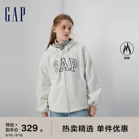 Gap女装秋季2023新款LOGO珊瑚绒宽松休闲卫衣807025运动连帽衫图片