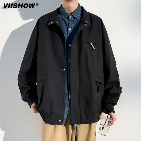 VIISHOW冲锋夹克外套男春秋季潮牌连帽工装夹克户外防风防水登山商品大图
