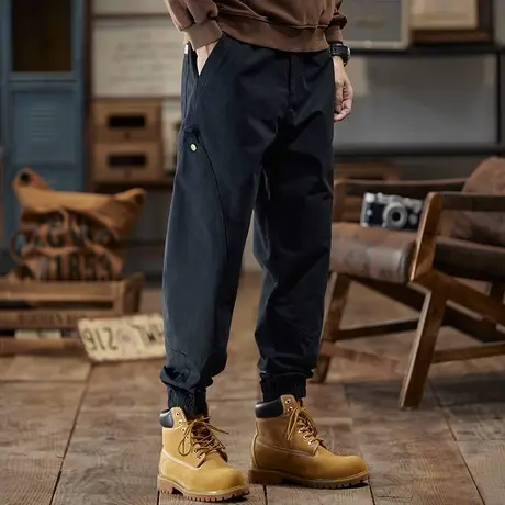 宽松工装裤百搭休闲裤潮流小脚百搭工装裤松紧腰男士上档次裤子商品大图