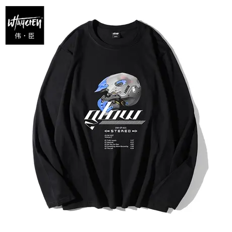 伟臣大码男装加肥加大男长袖t恤春秋胖子秋季透气个性男士体恤商品大图