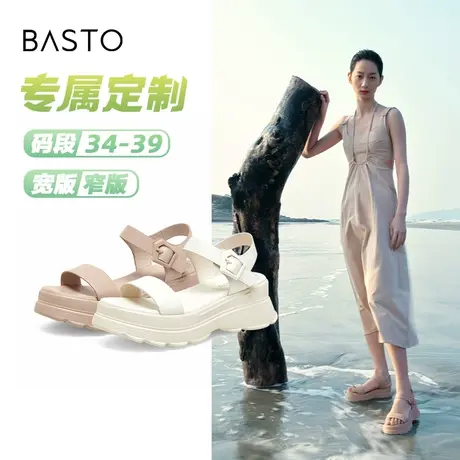 [定制小码34/大码39胖瘦脚]百思图2023夏休闲运动女凉鞋TLY06BL3A商品大图