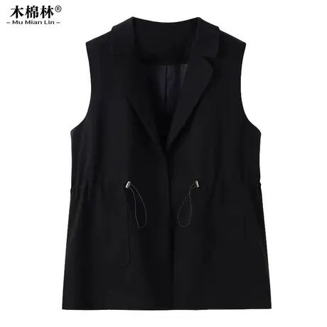 胖mm大码女装黑色百搭西装马甲春秋新休闲宽松遮肉显瘦上档次外套图片