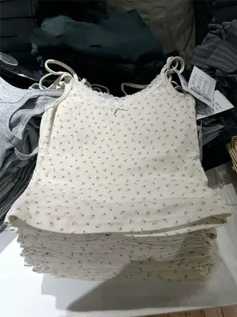 夏季新款美式复古百搭纯欲碎花蝴蝶结吊带bm蕾丝边短款背心上衣女图片