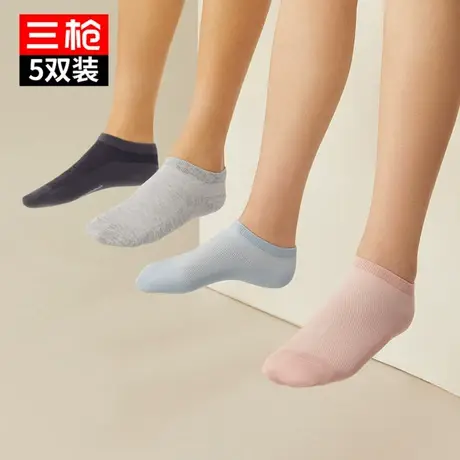 [5双装]三枪船袜女春夏季网眼超薄款弹力透气排汗防掉跟袜子图片