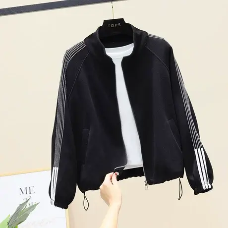 黑色小外套女士春秋2023年秋装新款韩版休闲上衣宽松百搭短款夹克商品大图