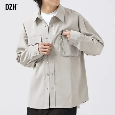男士工装衬衫男秋季潮牌高级感男装2023新款休闲衬衣外套宽松寸衫商品大图