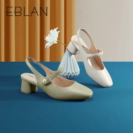 伊伴2023春夏女鞋时装凉鞋包头玛丽珍凉鞋小香风一字带B23206081商品大图