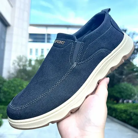 老北京布鞋一脚蹬爸爸鞋舒适轻便老人鞋开车休闲鞋运动软底鞋男士商品大图