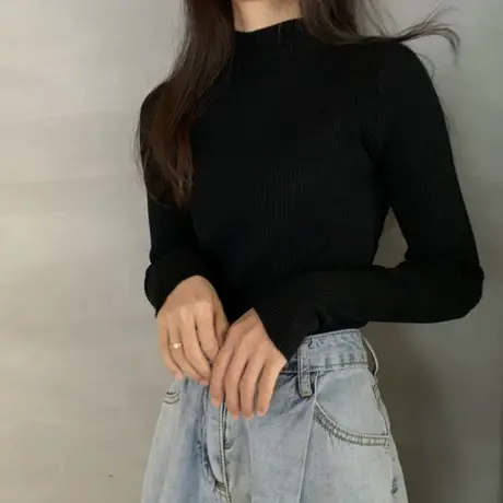 半高领毛衣女超火cec叠穿内搭上衣潮ins秋冬慵懒风百搭针织打底衫图片