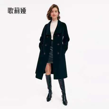 歌莉娅羊毛大衣女冬季新款天丝上衣流行翻领长款外套女1ANR6E610商品大图