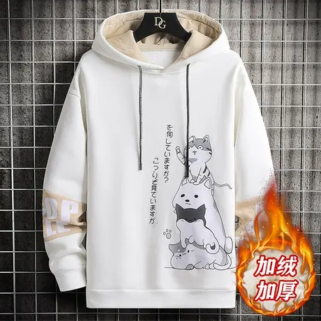 冬季卫衣男加绒宽松潮流2023新款连帽外套秋冬款学生套装加厚衣服商品大图
