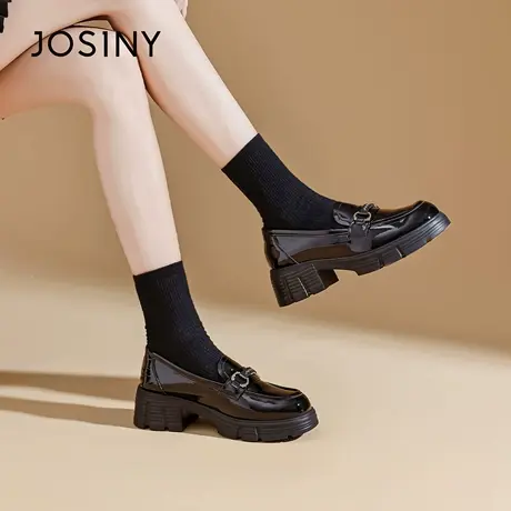 Josiny/卓诗尼秋季2025新款乐福鞋女粗跟单鞋小皮鞋专柜商场同款商品大图