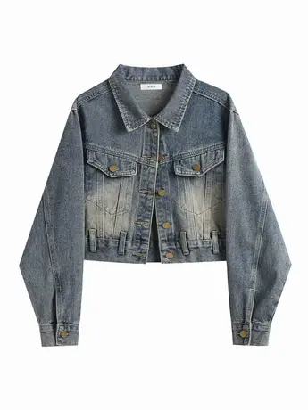 设计感短款牛仔外套女宽松秋冬复古百搭美式夹克小个子正肩上衣潮商品大图