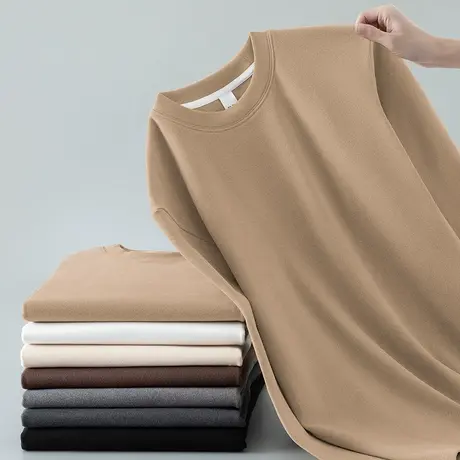 男士长袖t恤潮流秋冬季保暖德绒体恤内搭打底衫双面绒圆领秋衣服图片