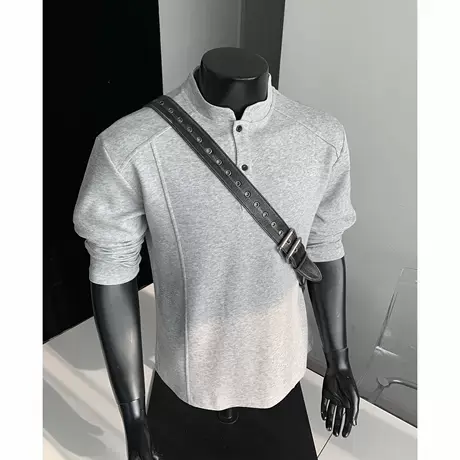 美式Polo亨利衫男长袖t恤春秋潮流cleanfit内搭休闲男装打底卫衣商品大图