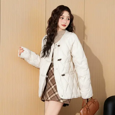 唐狮新款女羽绒服菱格羽绒外套百搭今年流行超好看净色百搭w5tu图片