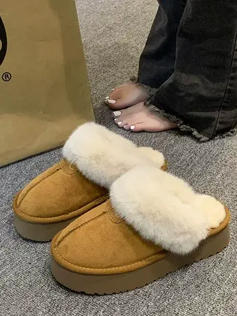 小众2023新款棉拖鞋女秋冬季家居网红保暖家用居家毛绒女包头棉鞋商品大图