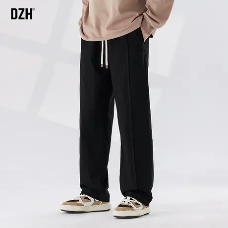 男士纯棉休闲裤男直筒宽松百搭黑色裤子男款美式高街秋季2023新款商品大图