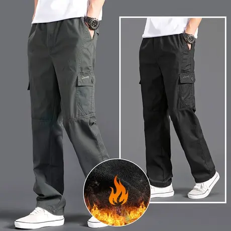 工装裤子男冬季加绒加厚男士休闲裤秋冬款宽松直筒大码耐磨工作裤图片