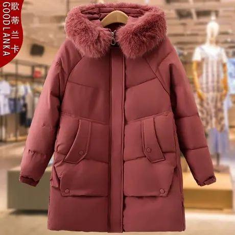 40-50岁中年妈妈冬季加厚保暖棉衣女大码中长款毛领羽绒棉服外套商品大图