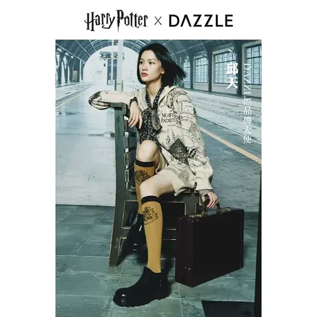 【七七酱专享】邱天同款DA奥莱ZZLE地素哈利波特系带领轻薄印花长商品大图