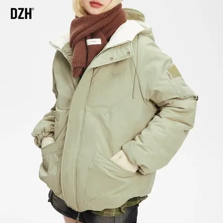 情侣工装棉服男冬季加厚连帽休闲棉衣外套潮高级感情侣装2023新款商品大图