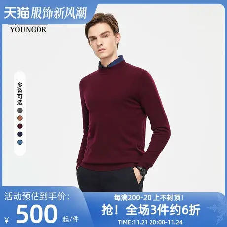 雅戈尔奥莱 全羊毛秋冬季男士羊毛衫商务休闲纯保暖半高领上衣商品大图