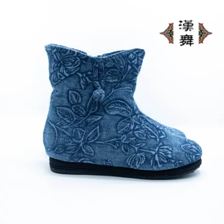 【丹香】中国风千层底布鞋汉舞原创牛仔女单靴侧拉链女布鞋商品大图