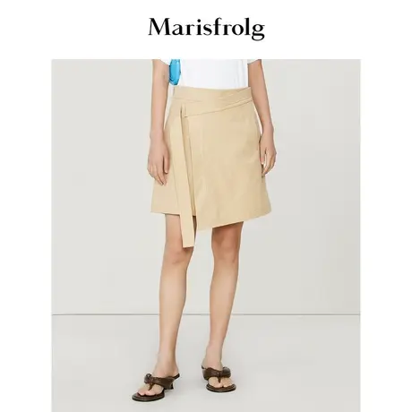 【商场同款】玛丝菲尔2023年夏季新款卡其色叠片围裹式休闲短裤女商品大图