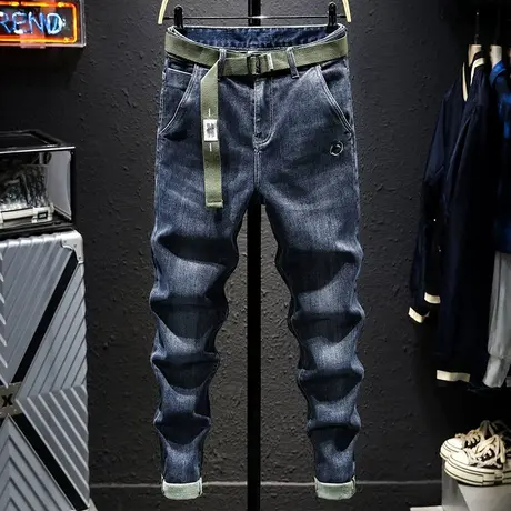 2022年秋季潮牌牛仔裤男修身小脚高档男士长裤子男百搭韩版潮流款商品大图