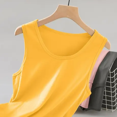 男士背心纯棉夏季宽松健身运动坎肩篮球跨栏汗衫吊带黄色无袖t恤商品大图