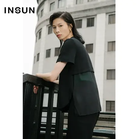 INSUN恩裳夏季无领三醋酸西装外套商品大图