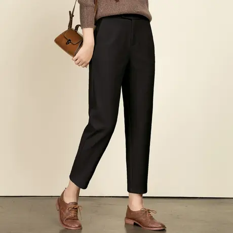 九分毛呢裤女秋冬2024新款冬季妈妈裤子休闲萝卜裤宽松老爹哈伦裤商品大图