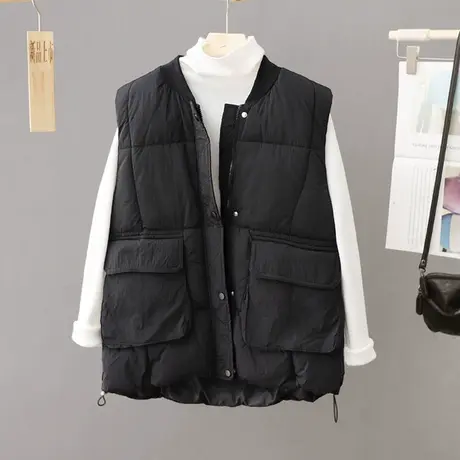 2024秋冬新款时尚羽绒棉马甲女外穿立领小众坎肩宽松马夹背心外套商品大图