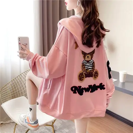 卫衣女春秋韩版宽松bf慵懒风ins日系小熊重工薄款百搭早秋外套潮商品大图