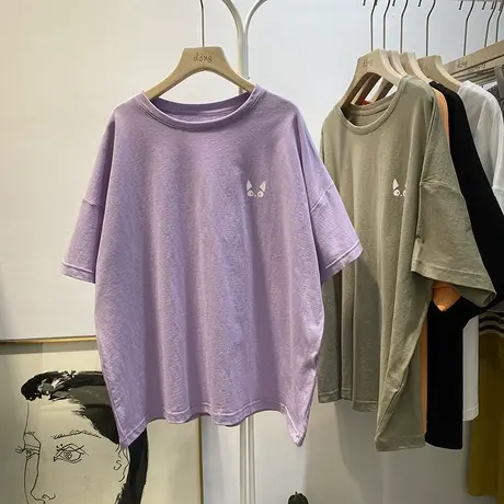 短袖t恤女ins潮2020夏季新款韩版宽松嘻哈简约百搭卡通打底衫上衣商品大图