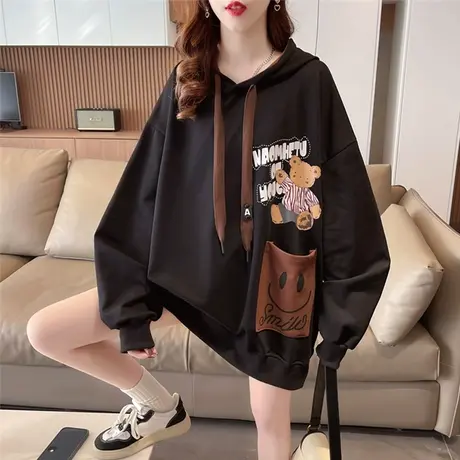 早春设计感小众卫衣女春秋韩版宽松薄款学生百搭小个子中长款外套图片