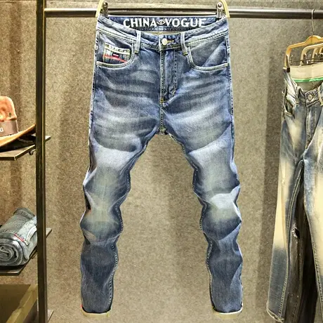 高质量牛仔裤男款高端面料赤耳丹宁休闲长裤水洗耐磨修身小直筒裤商品大图