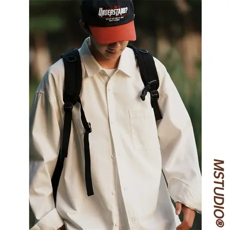 纯白色cityboy廓形衬衫长袖男款夏季潮牌痞帅高级感西装内搭衬衣图片