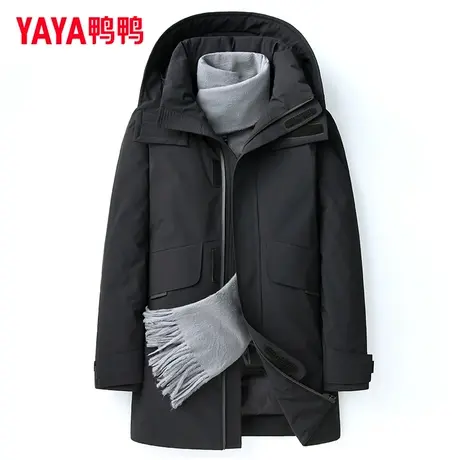 鸭鸭羽绒服男中长款加厚2023新款冬季户外防风可拆帽外套潮YG图片
