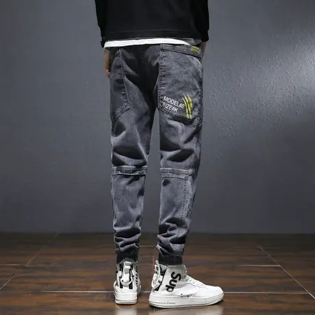 工装牛仔裤男士2023新款青少年秋季宽松大码束脚加绒裤子男裤冬季图片