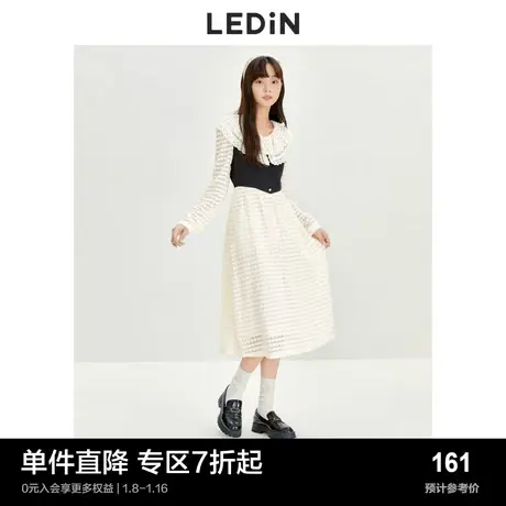 乐町拼接蕾丝连衣裙春季奶油爱心绒感氛围复古风裙子商品大图