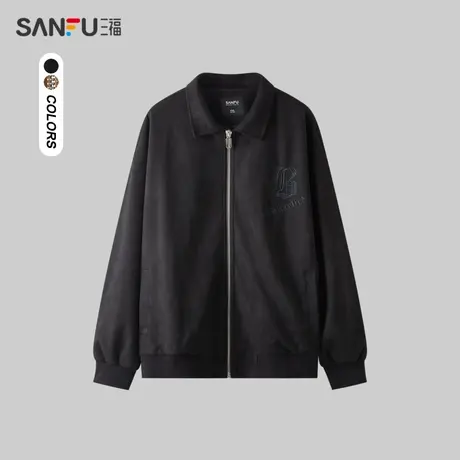 三福2024春季男士哥特麂皮夹克 美式街头宽松翻领外套男482360商品大图