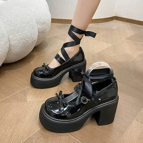 玛丽珍鞋女2024年春秋季新款复古百搭高跟单鞋英伦风粗跟小皮鞋潮商品大图