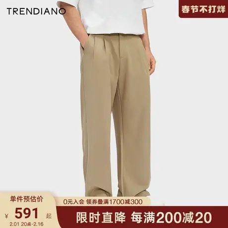 TRENDIANO简洁宽松休闲裤2024年春季新款百搭时尚直筒男裤长裤潮商品大图