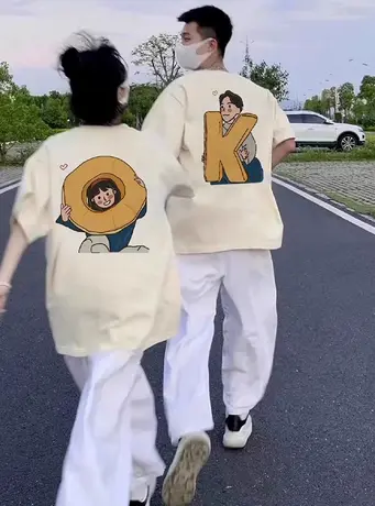 纯棉短袖t恤女夏季2023年新款设计感oversize情侣装宽松半袖上衣商品大图