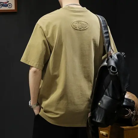 立体印花短袖t恤男士宽松大码潮牌夏季2024新款衣服男装体恤男款商品大图