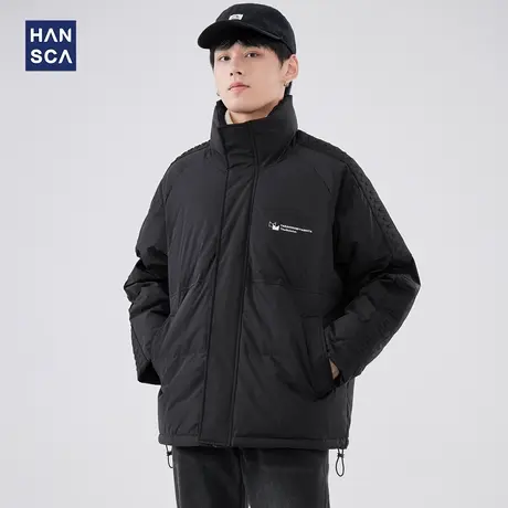 hansca日系潮牌立领加厚羽绒服男款户外防寒保暖白鸭绒面包服外套图片