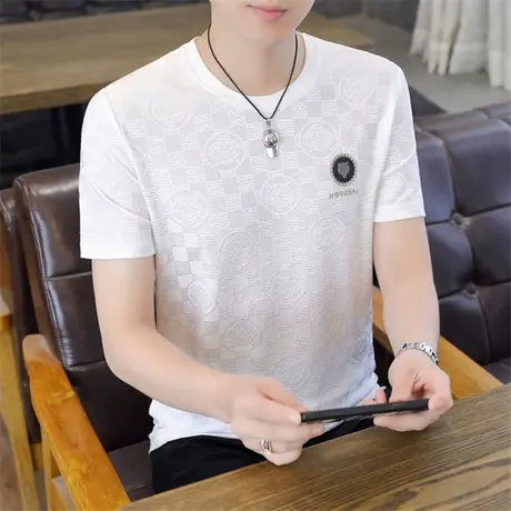 冰丝速干男士t恤短袖夏季半袖体恤潮流男装青年上衣服薄款打底衫商品大图